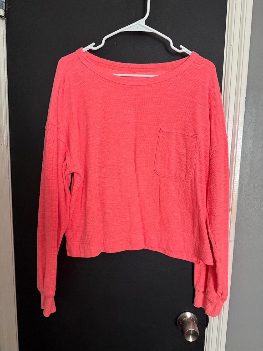 aerie Long Sleeve Cropped Oversized Pocket Top Size: M